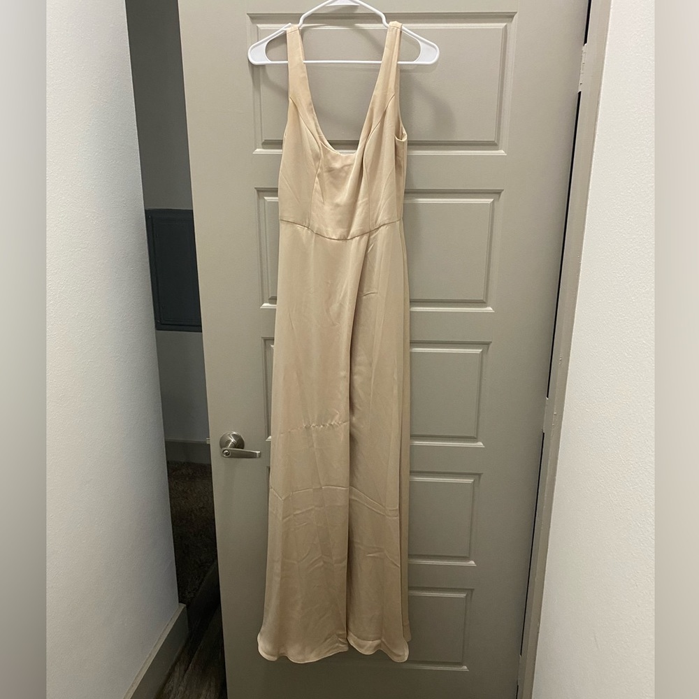 David’s bridal champagne colored bridesmaids dress